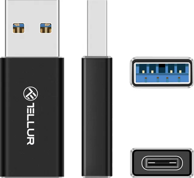Adaptor Tellur USB-A la USB-C, 3A, 480Mbps, Negru