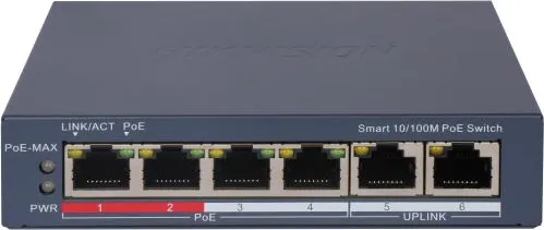 Switch Hikvision DS-3E1106P-EI, 6 porturi, PoE