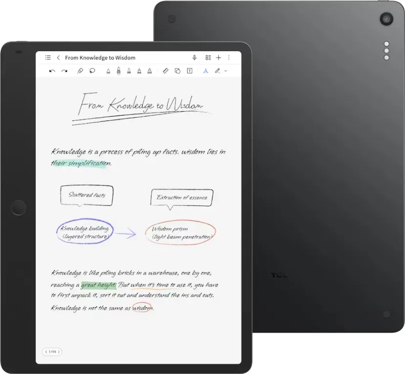 Tableta TCL NOTE A1 Nxtpaper, 11.5" Paper-Like, 256GB, WiFi, Aerolite Gray + Husa Flip + T-Pen