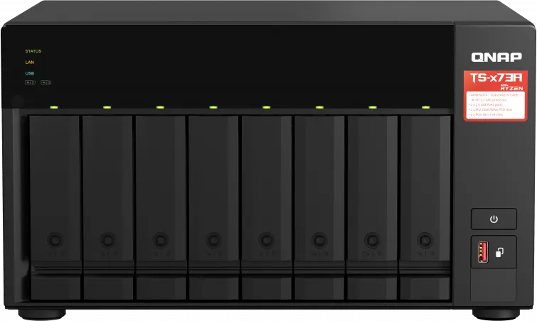 NAS QNAP 873A 8-Bay, CPU AMD Ryzen V1000 series V1500B 4C/8T 2.2GHz, RAM 8GB (1x 8GB) DDR4