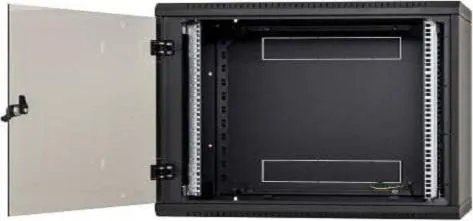 Rack de perete Triton sectiune simpla 6U 500mm adancime usa sticla panouri laterale fixe sectiuni, Negru
