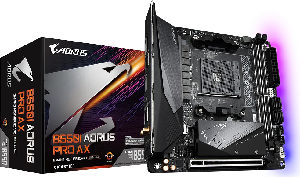 Placa de baza Gigabyte B550I Aorus PRO AX AM4 CPU AMD Socket AM4 — Resigilat