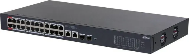 Dahua PoE Cloud Managed Desktop Layer 2 Switch, 26 Ports, 24x100M RJ-45 (PoE max 135W), 2xGbit RJ-45 (Combo)