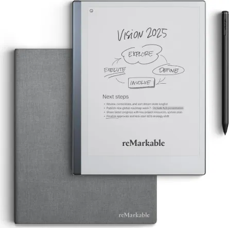 reMarkable 2 Paper Tablet with Marker Plus and Polymer Weave Book Folio Grey