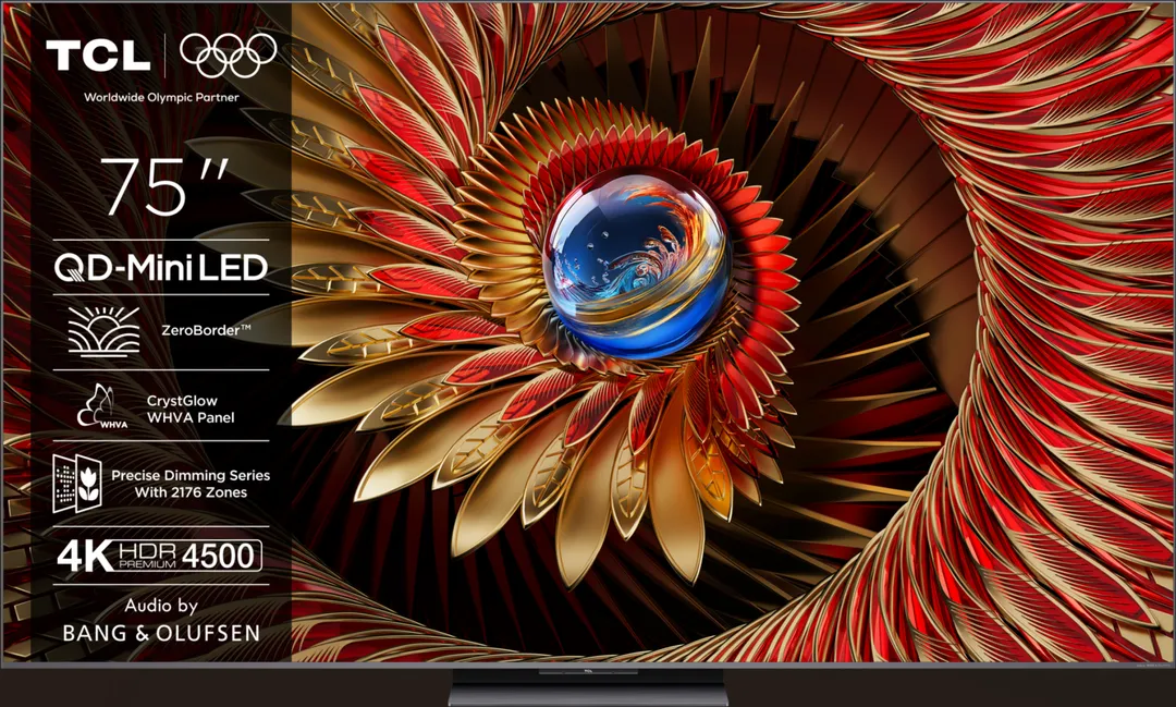Televizor TCL QD-MiniLED 75Q8C, 189 cm, Smart Google TV, 4K Ultra HD, 144Hz, Bang & Olufsen
