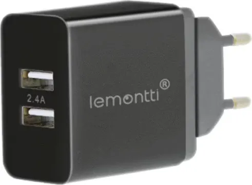 Lemontti Încărcător Rețea Dual USB 2.4A Negru