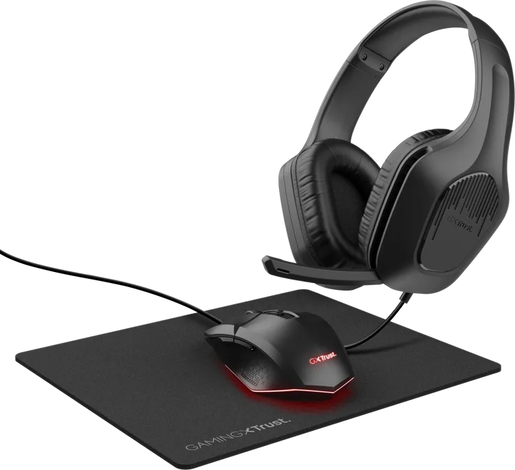 Kit wired casti si mouse Trust GXT 790 Tridox 3-IN-1, negru