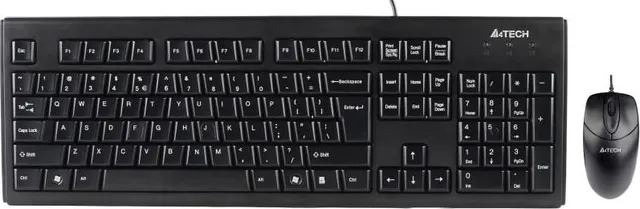 Kit wired tastatura si mouse A4TECH KRS-8372, taste numerice, negru, US English