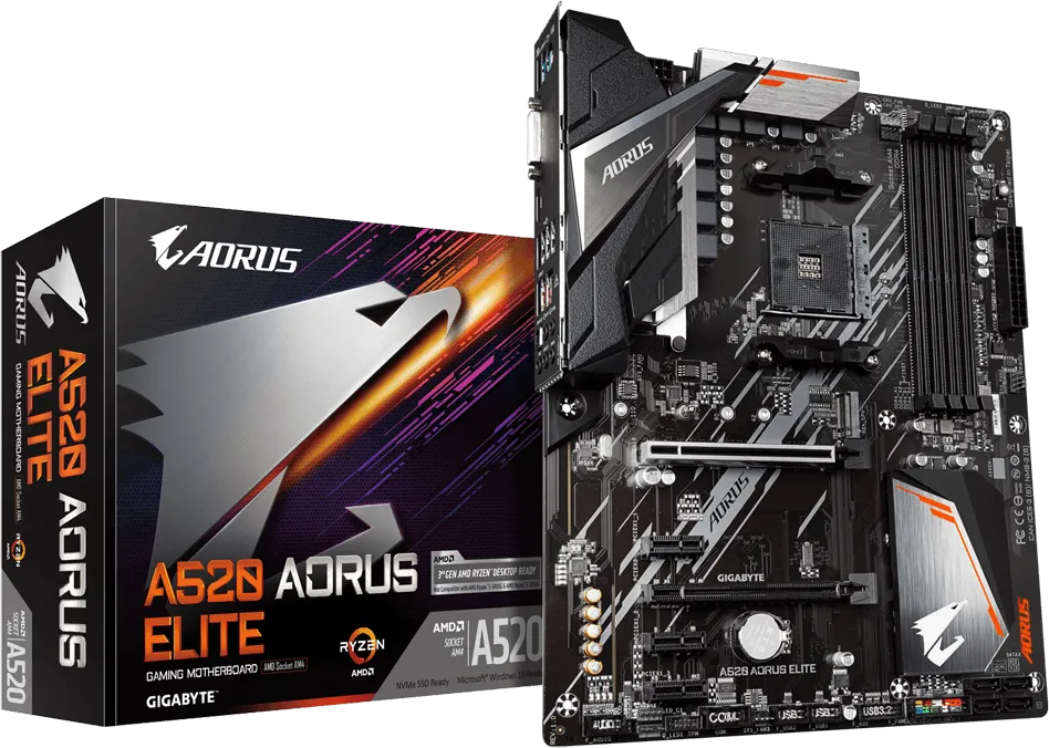 Placa de baza Gigabyte A520 Aorus Elite AM4 AMD A520 Aorus Motherboard with Pure Digital VRM — Resigilat