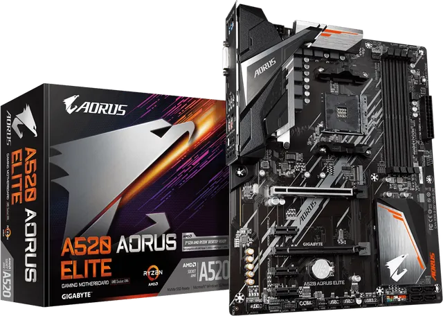 Placa de baza Gigabyte A520 Aorus Elite AM4 AMD A520 Aorus Motherboard with Pure Digital VRM — Resigilat