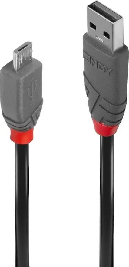 Cablu transfer Lindy LY-36731, USB 2.0 Type A to MicroUSB, 0.5m, Anthra Line