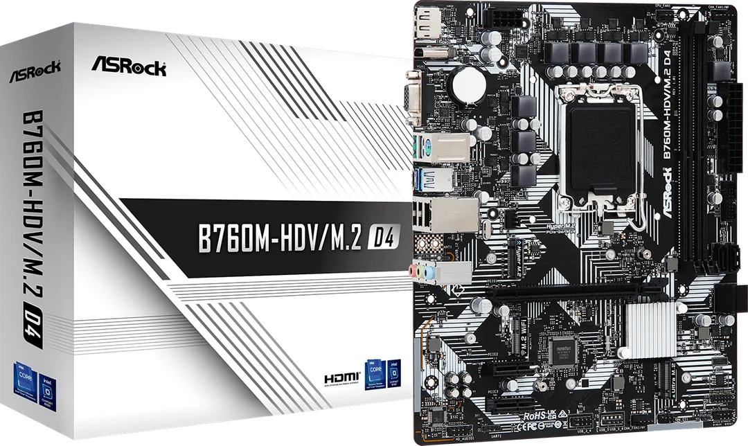 Placa de baza ASRock B760M-HDV/M.2 D4, LGA 1700, DDR4, Micro-ATX