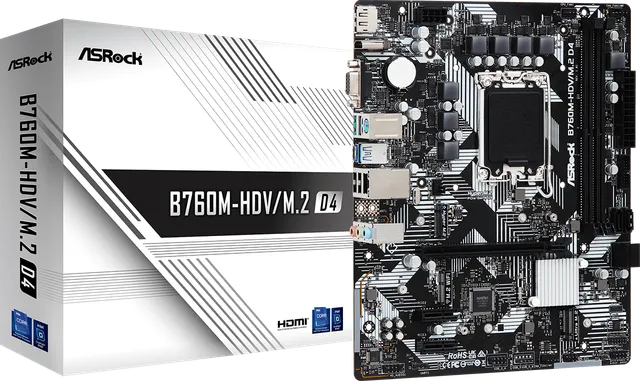 Placa de baza ASRock B760M-HDV/M.2 D4, LGA 1700, DDR4, Micro-ATX