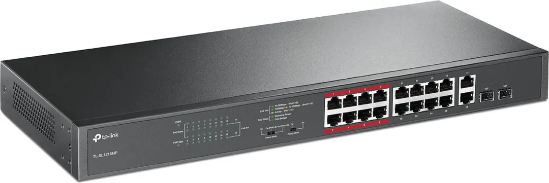 Switch TP-Link TL-SL1218MP, 16 port, 10/100/1000Mbps
