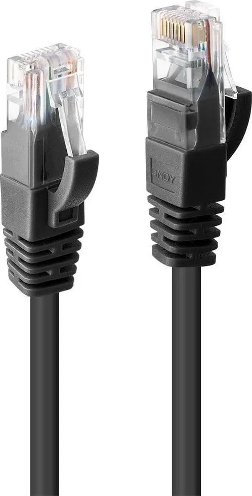 Cablu retea Lindy LY-48077, 1m Cat.6 U/UTP, Black