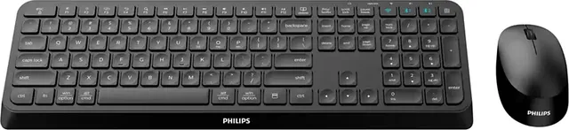 Kit wireless tastatura si mouse Philips SPT6407B/00, taste numerice, negru