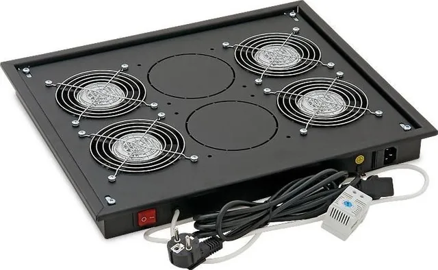 Panou ventilatie Triton pentru rack de podea 19, 4 ventilatoare 230V/60W cu termostat bimetalic, flux axial