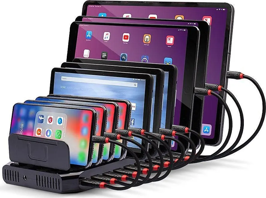 Hub USB Lindy 96W 10 Port USB Charging Station USB-A, 10 porturi, Negru