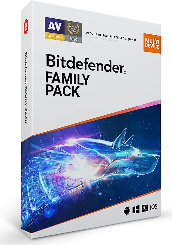 Licenta retail Bitdefender Family Pack - protectie anti-malwarecompleta pentru toata, valabila pentru 1 an