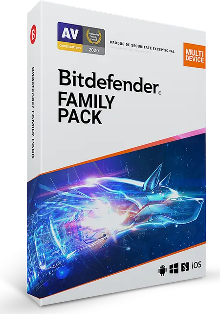 Licenta retail Bitdefender Family Pack - protectie anti-malwarecompleta pentru toata, valabila pentru 1 an
