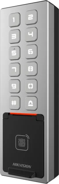 Cititor de proximitate cu tastatura Hikvision DS-K1T805MBFWX, M1 card, RS-485 and Wiegand (W26, W34)