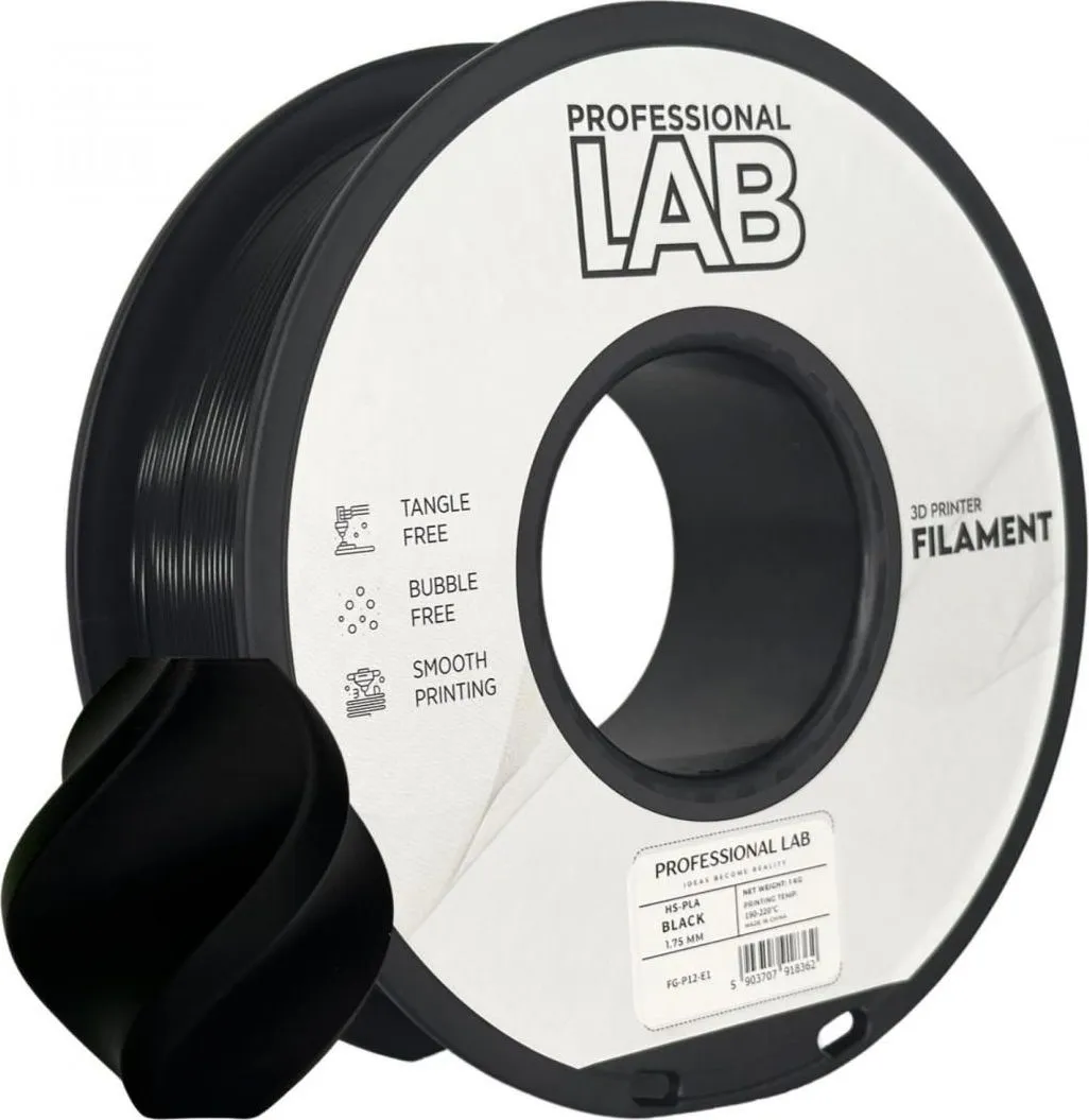 Filament 3D Proffesional Lab, Diamentru 1.75mm, Negru (HS-PLA BLACK | PROF. LAB)