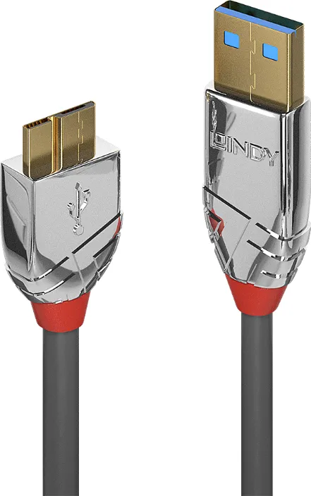 Cablu Lindy Cromo Line, USB A/ Micro USB, 0.5 m, Gri