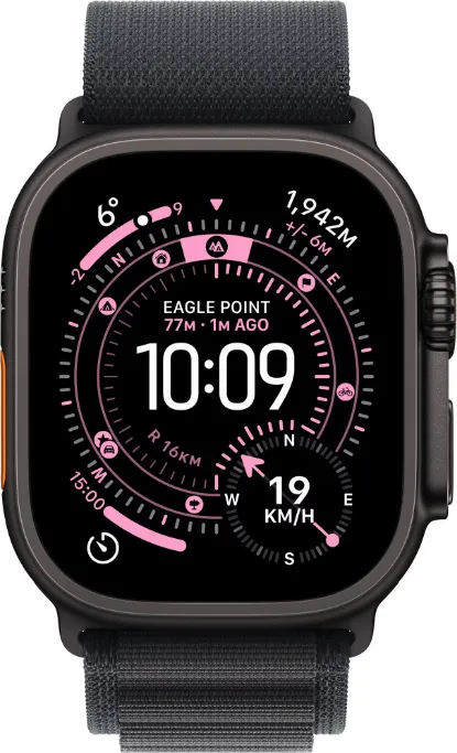 Apple Watch Ultra 3 GPS + Cellular 49mm Black Titanium Case with Black Alpine Loop - Medium
