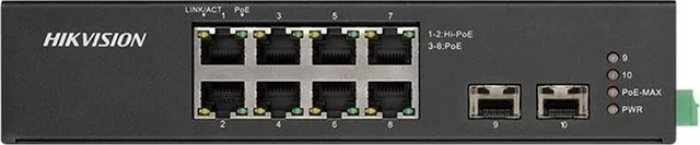 Switch Hikvision DS-3T0510HP-E/HS, 8-Port, PoE