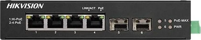 Switch Hikvision DS-3T0506HP-E/HS, 4-Port, PoE