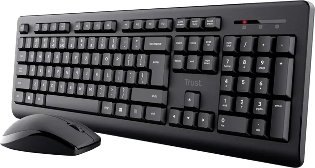 Kit Wireless tastatura si mouse Trust Primo, taste numerice, Negru, US English