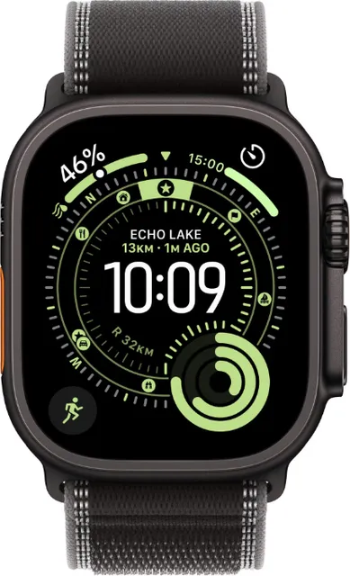 Apple Watch Ultra 3 GPS + Cellular 49mm Black Titanium Case with Black/Charcoal Trail Loop - S/M