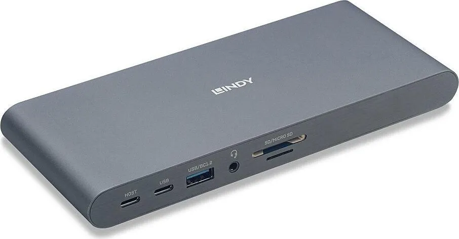 Hub USB Lindy DST-Pro 5K XT, USB-C, 14 porturi, HDMI, RJ-45, Argintiu