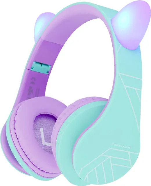 Casti Over-ear PowerLocus KidsCats, Wireless/Wired, Multicolor