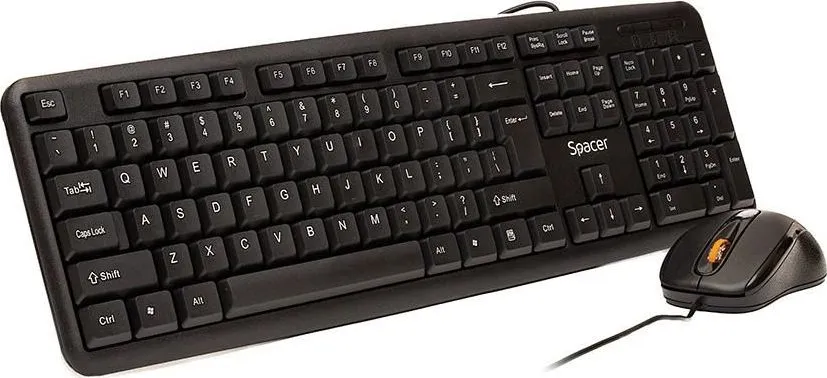 Kit wired tastatura si mouse Spacer SPDS-S6201, taste numerice, Negru, Romanian