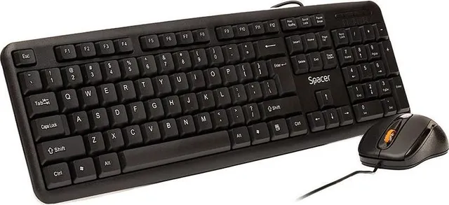 Kit wired tastatura si mouse Spacer SPDS-S6201, taste numerice, Negru, Romanian