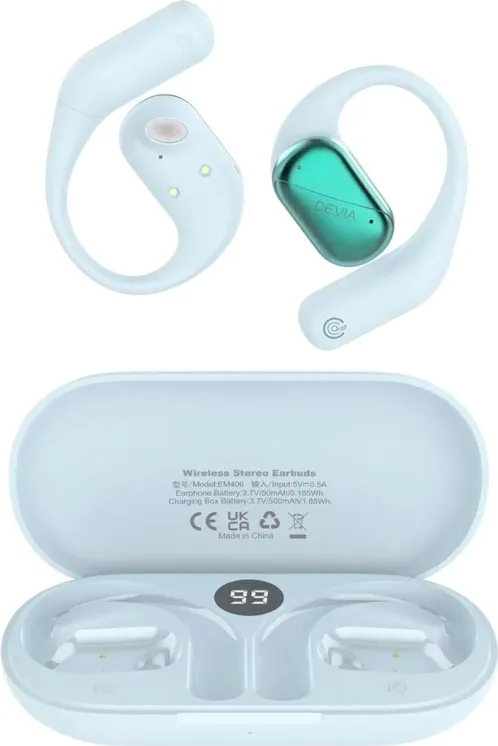 Casti Open-ear Devia OWS Lite1, Wireless, Albastru
