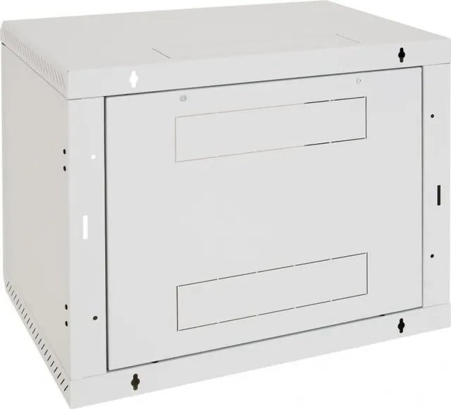 Rack de perete Triton sectiune simpla 6U 500mm adancime usa sticla panouri laterale fixe sectiuni ventilatie