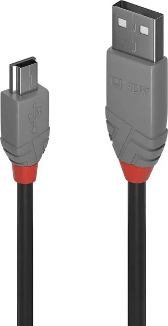 Cablu transfer Lindy LY-36725, USB 2.0 Type A to Mini-B, 5m, Anthra Line