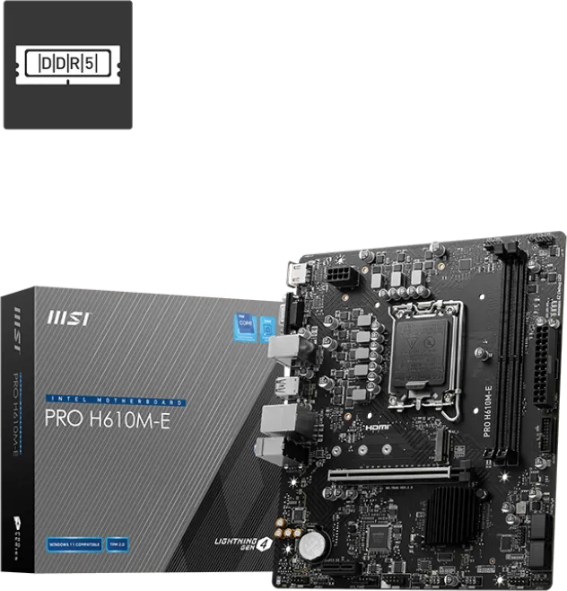 Placa de baza MSI PRO H610M-E, LGA 1700, DDR5, mATX