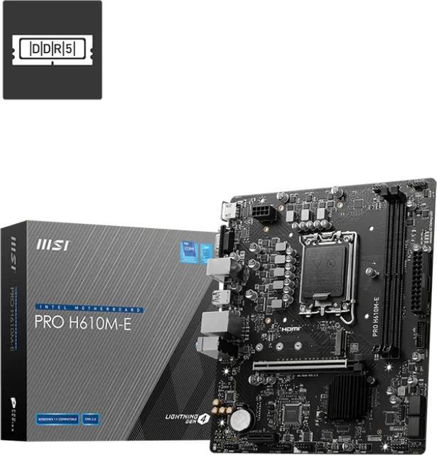 Placa de baza MSI PRO H610M-E, LGA 1700, DDR5, mATX