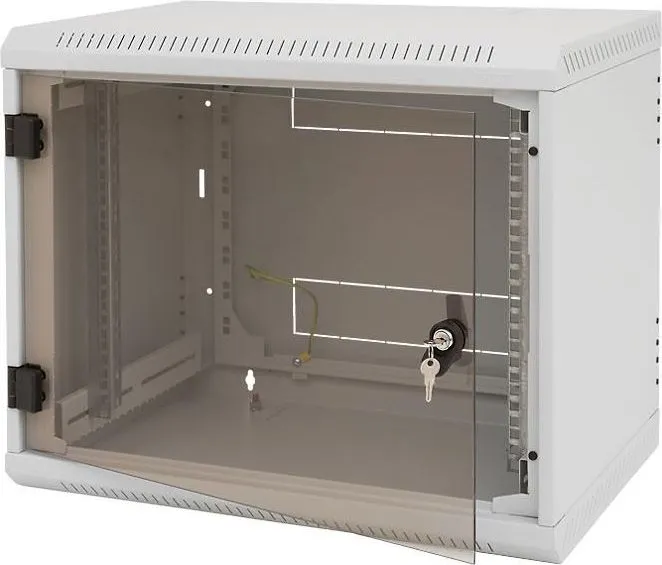 Rack de perete Triton sectiune simpla 12U 600mm adancime usa sticla panouri laterale fixe
