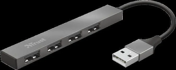 Hub USB Trust Halyx USB-A, 4 porturi, Argintiu