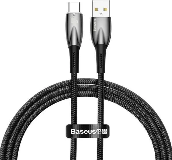 Cablu Baseus Glimmer, USB A/ USB C, 1 m, Negru