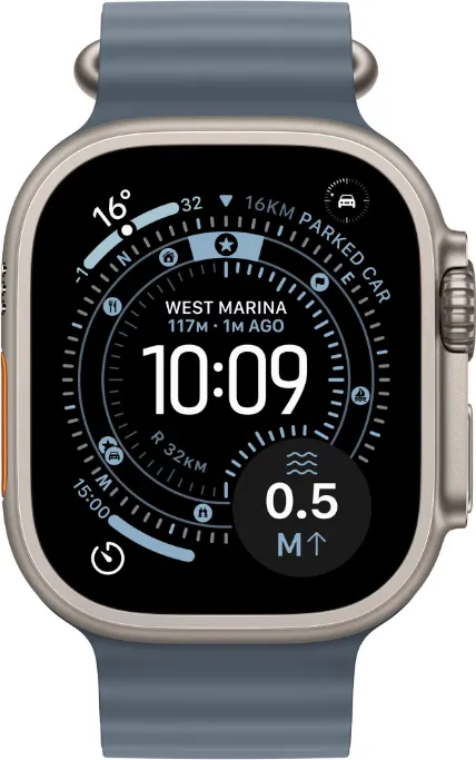 Apple Watch Ultra 3 GPS + Cellular 49mm Natural Titanium Case with Anchor Blue Ocean Band