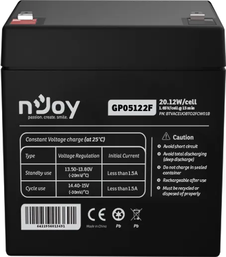 Acumulator nJoy GP05122F 12V 23.51W/cell Battery Model GP07122F Voltage 12V Power