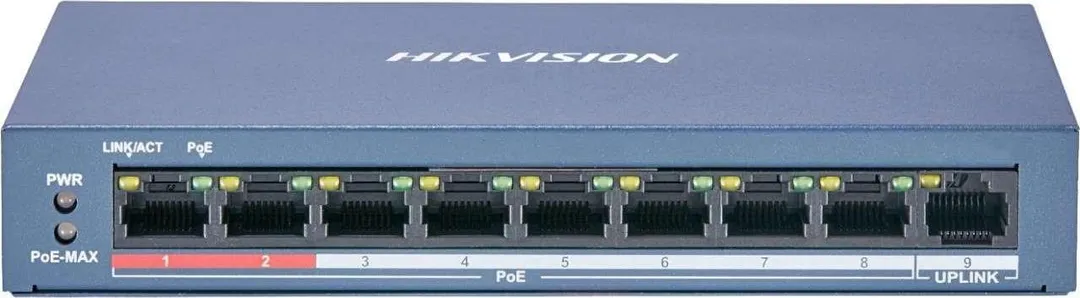 Switch Hikvision DS-3E0109P-E©, 8-port, PoE