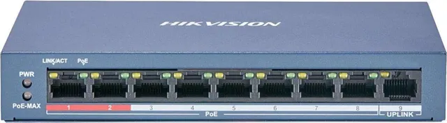 Switch Hikvision DS-3E0109P-E©, 8-port, PoE