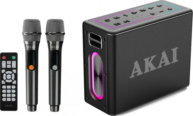 Boxa portabila Akai cu 2 micfrofoane wireless IPX6-80W