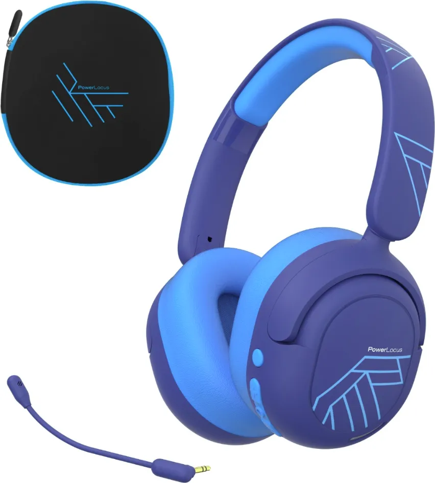 Casti Over-ear PowerLocus Lion Kids, Wireless/Wired, Albastru